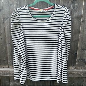 Boden Women’s Navy White Striped Puff Sleeve Cotton Blouse Sz 20/22